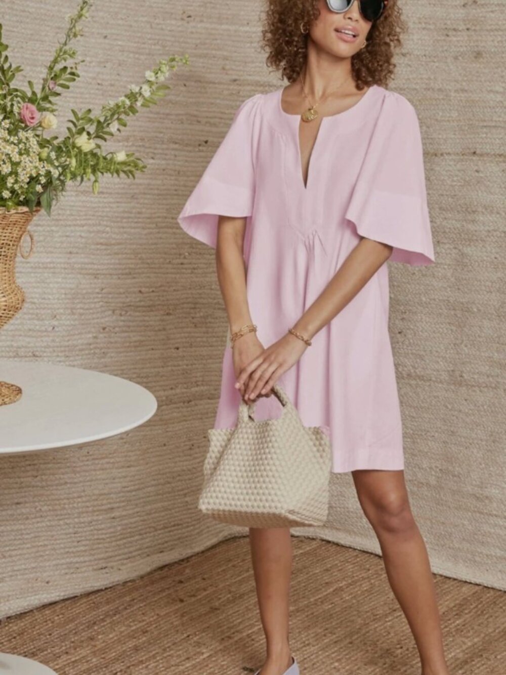 Tuckernuck Pomander Place Finley flutter sleeve dress in orchid pink